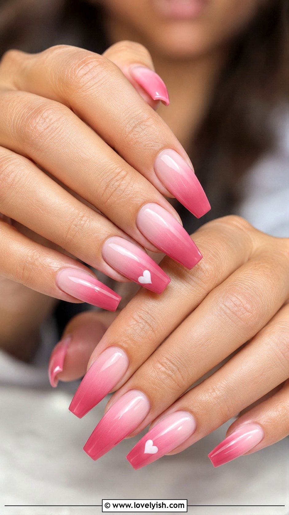 Pink Ombre Heart Nails - 25 heart nail designs - 25 heart nail designs