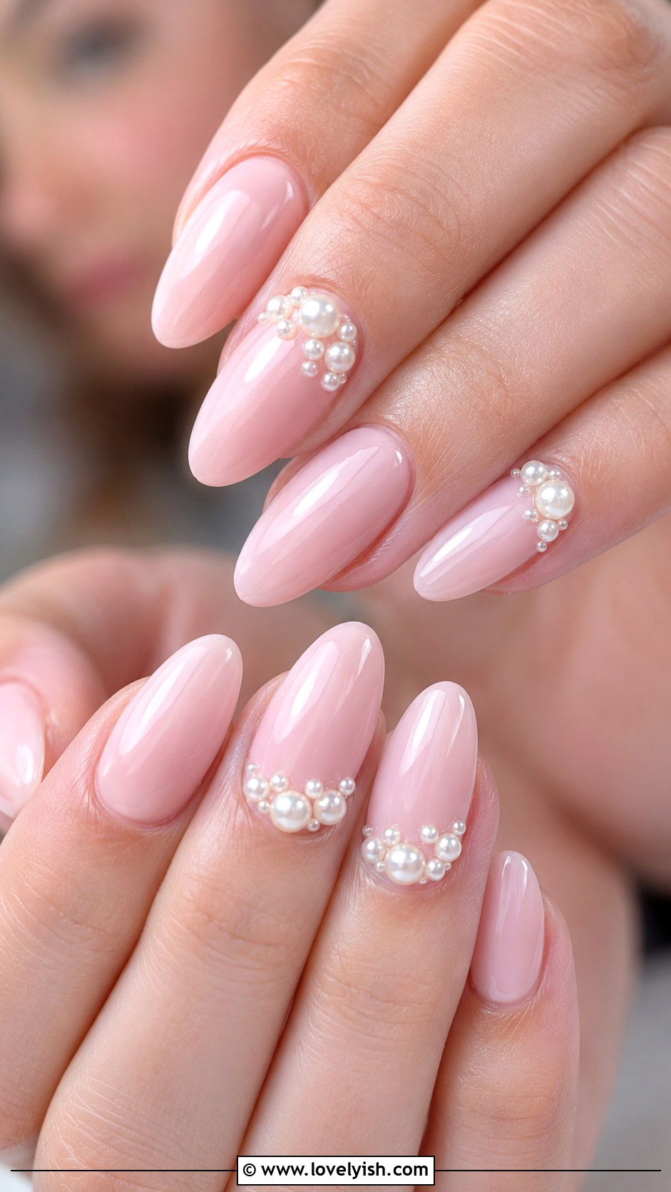Pink Pearl Cluster Accent Nails - 50 baby shower nails - 50 baby shower nails