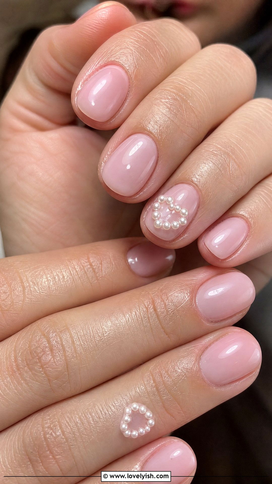 Pink Pearl Heart Nails - 50 pearl nails - 50 pearl nails