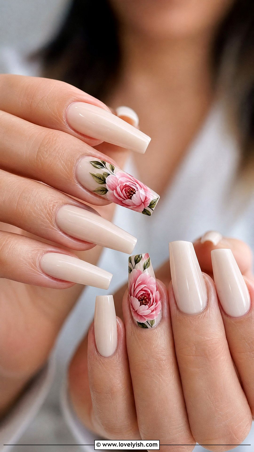 Pink Peony Nails - 50 flower nails - 50 flower nails