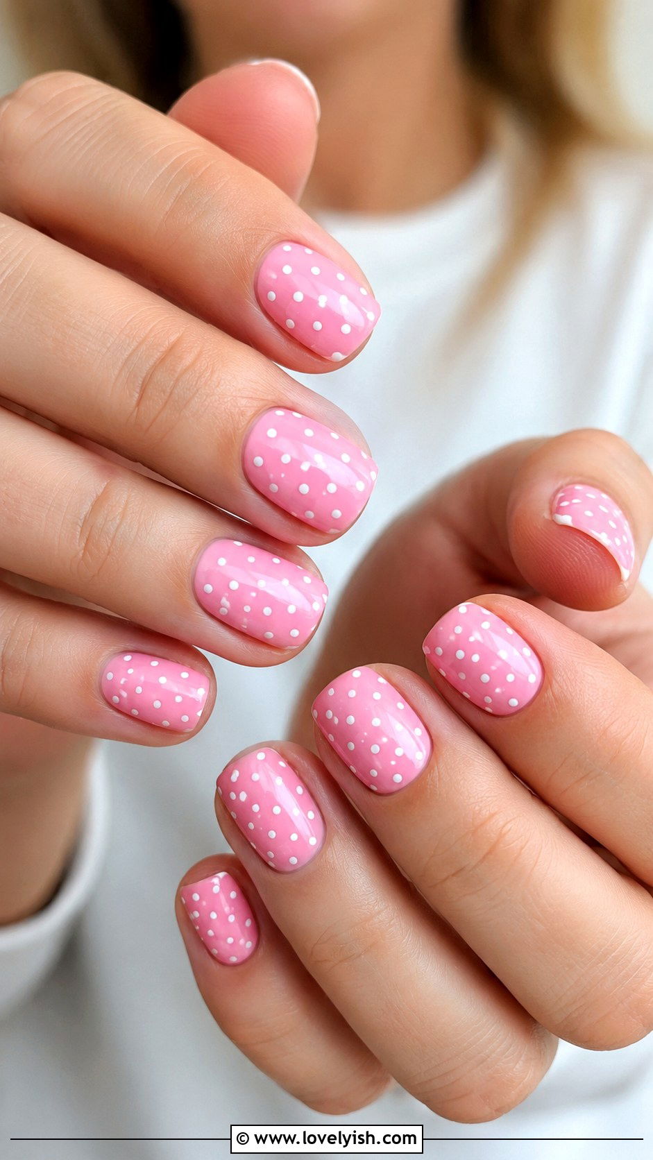 Pink Polka Dot Nails - 39 summer nail ideas - 39 summer nail ideas