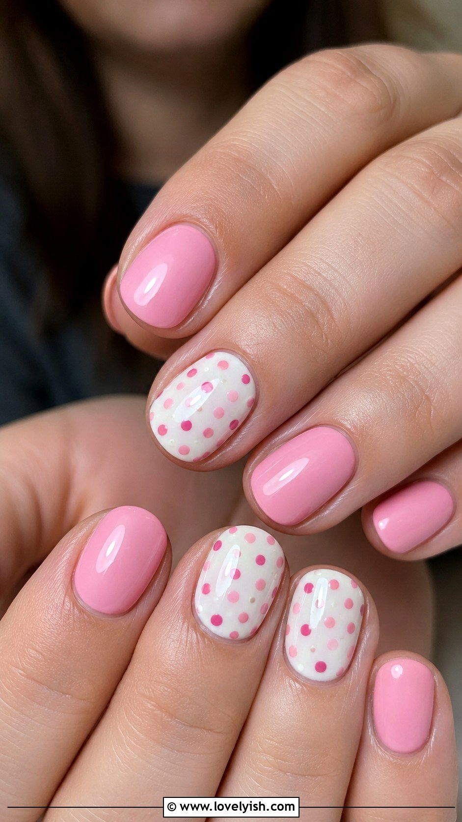 Pink Polka Dot Nails - 50 may nails - 50 may nails