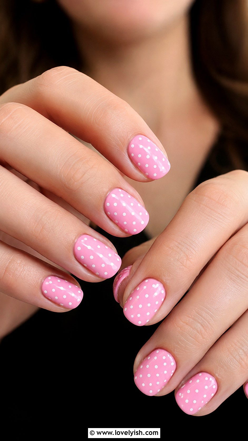 Pink Polka Dot Nails - 50 baby shower nails - 50 baby shower nails