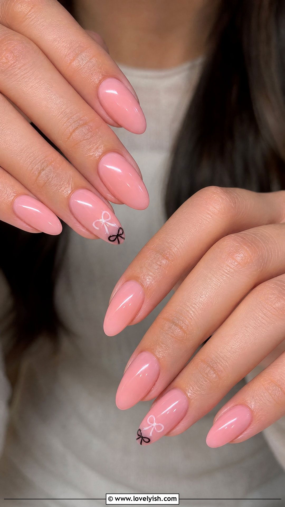 Pink Polygel Nails with Bow Accents - 50 polygel nails - 50 polygel nails