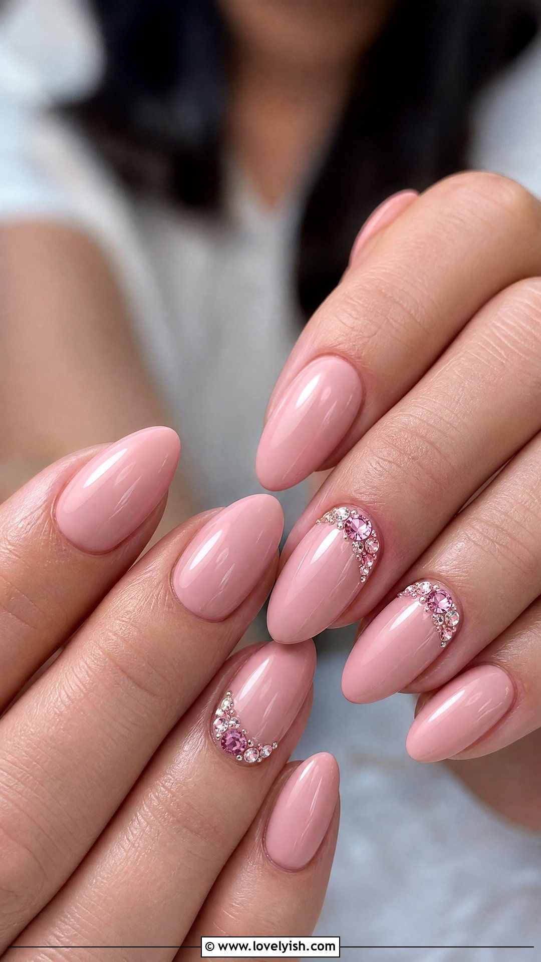 Pink Rhinestone Wedding Nails - 50 classy pink nails - 50 classy pink nails