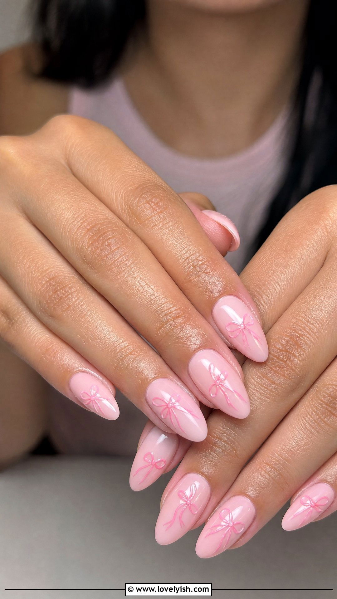Pink Ribbon Bow Nails - 50 feminine nails - 50 feminine nails