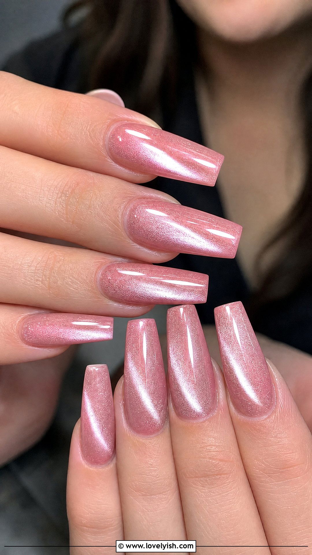 Pink Shimmer Cat Eye Nails - 50 feminine nails - 50 feminine nails