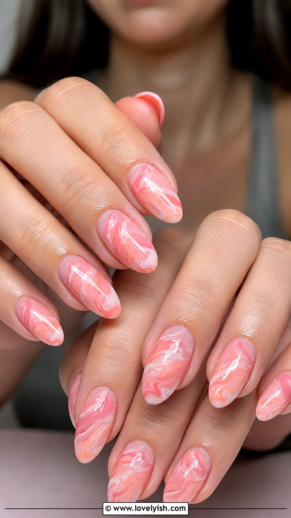 Pink Smoothie Swirl Nails - 34 nail design for summer - 34 nail design for summer