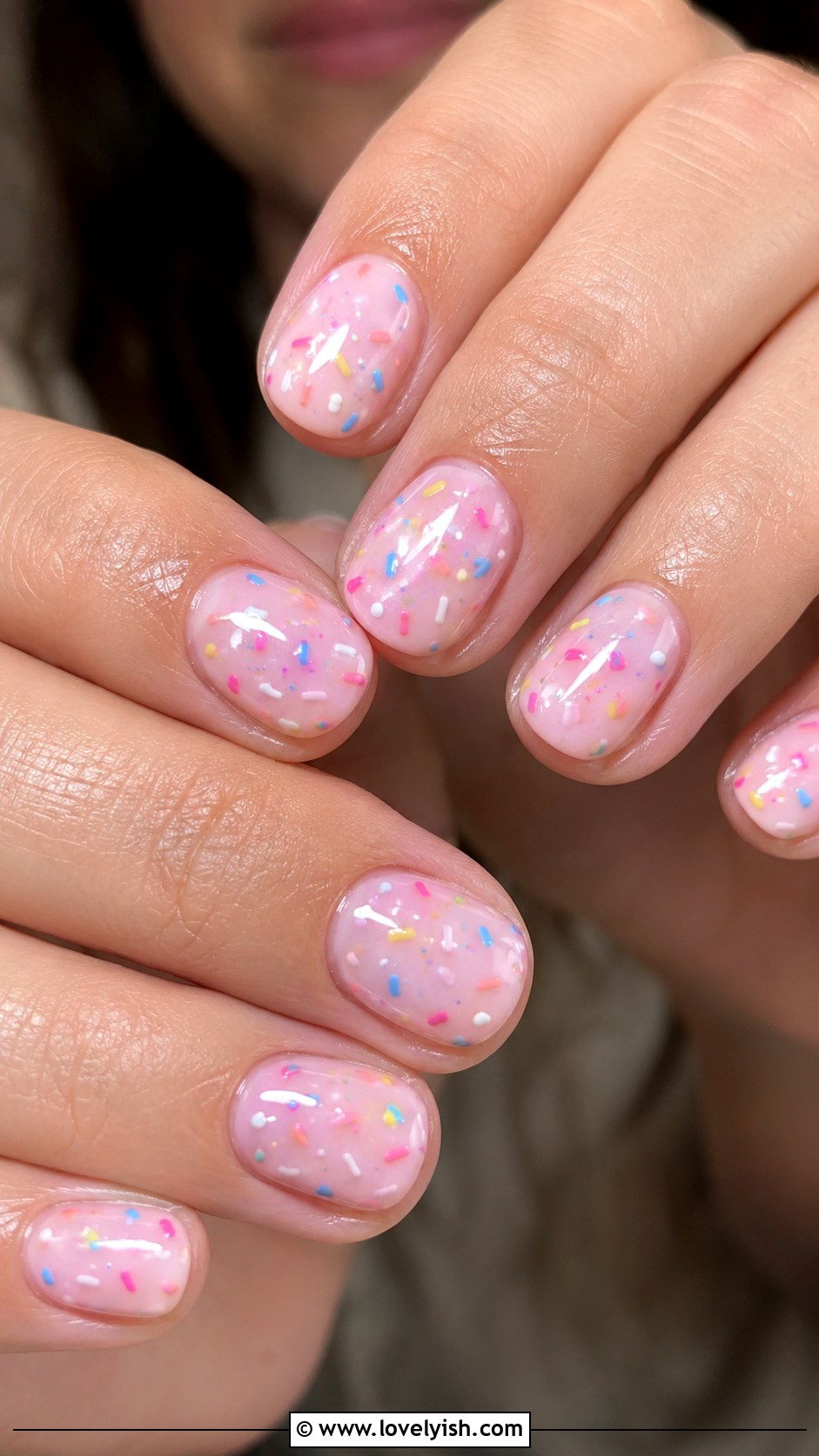 Pink Sprinkle Cake Nails - 50 baby shower nails - 50 baby shower nails