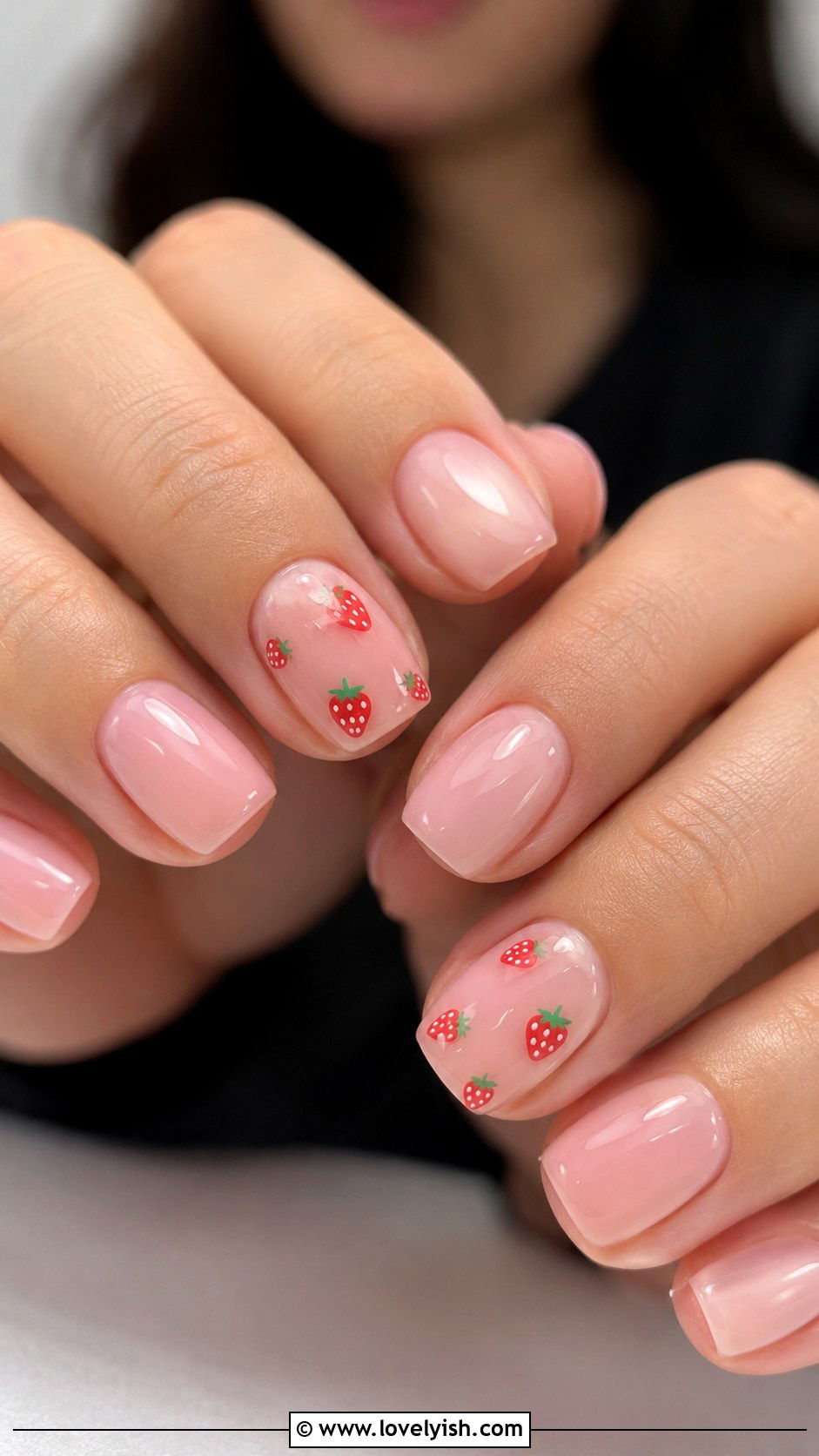Pink Strawberry Nails - 33 spring nail design ideas - 33 spring nail design ideas