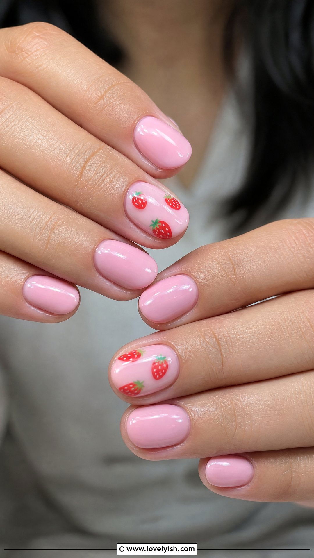 Pink Strawberry Nails - 25 preppy nail designs - 25 preppy nail designs