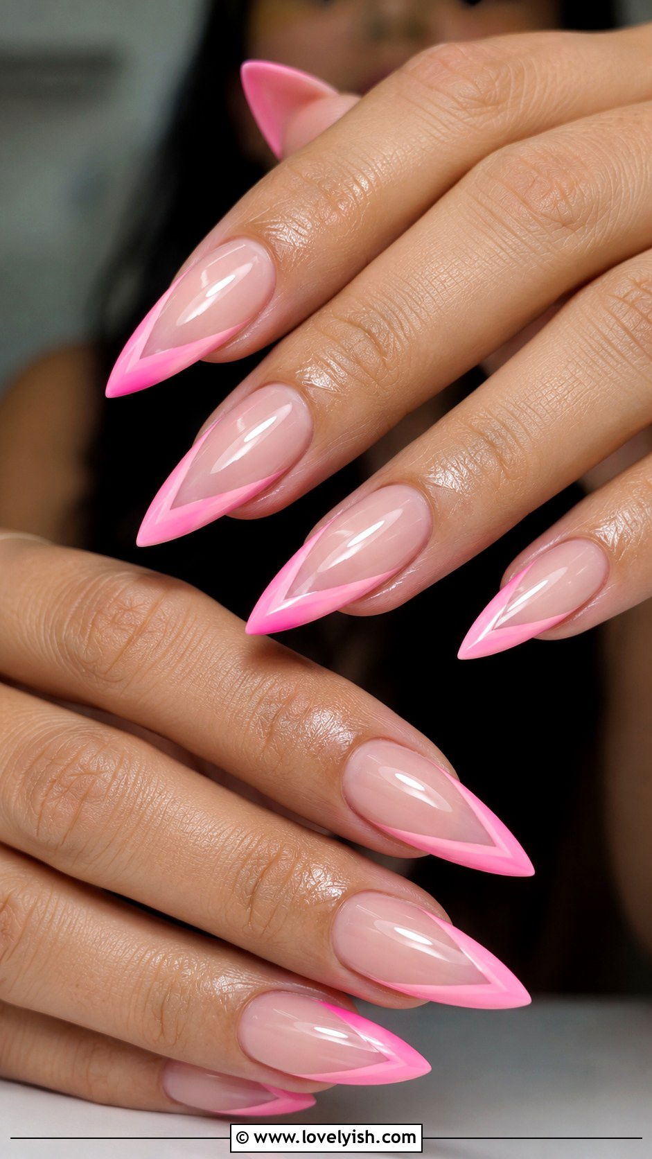 Pink V Shaped French Tip Nails - 50 pink french tip nails - 50 pink french tip nails