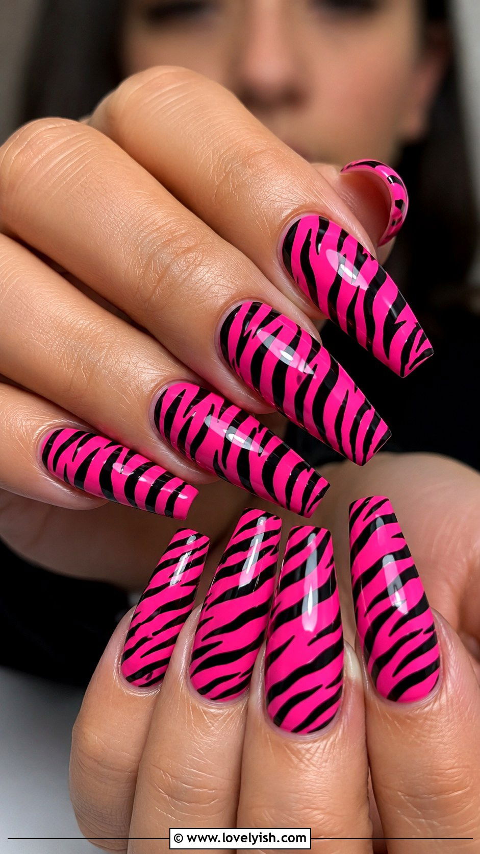 Pink Zebra Print Nails - 50 zebra print nails - 50 zebra print nails