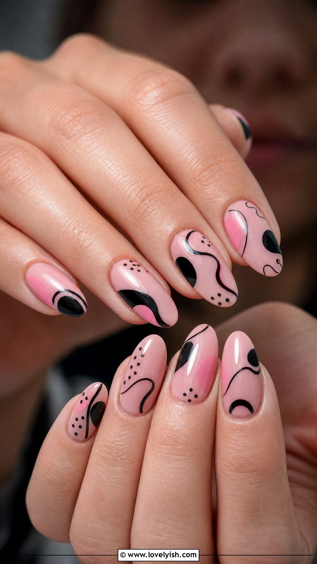 Pink and Black Abstract Nails - 50 pink and black nails - 50 pink and black nails