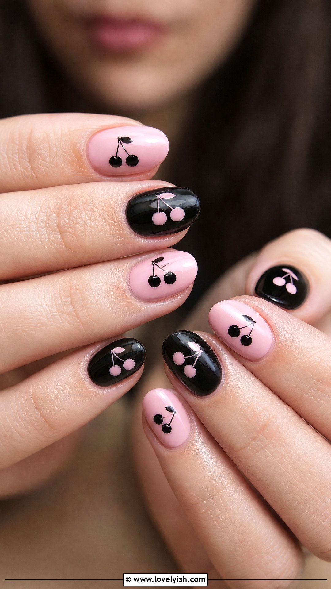 Pink and Black Cherry Nails - 50 pink and black nails - 50 pink and black nails