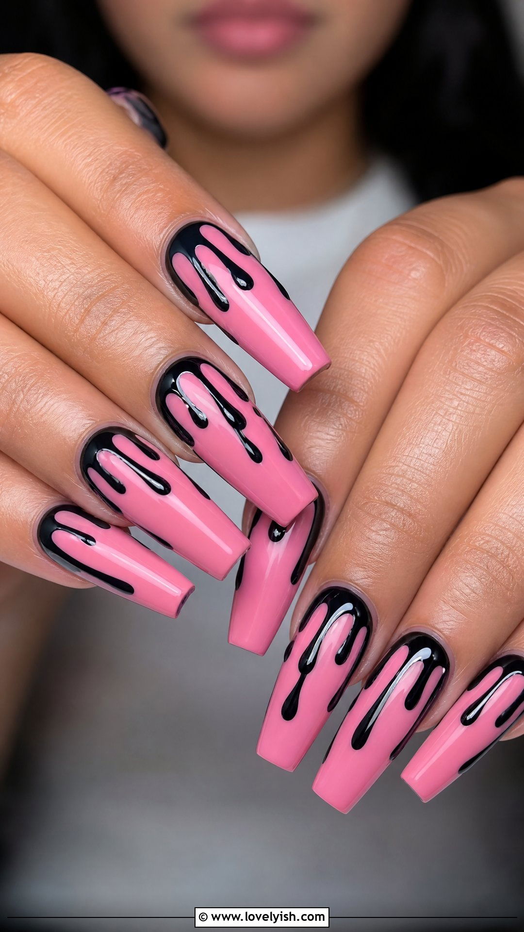 Pink and Black Drip Nails - 50 pink and black nails - 50 pink and black nails