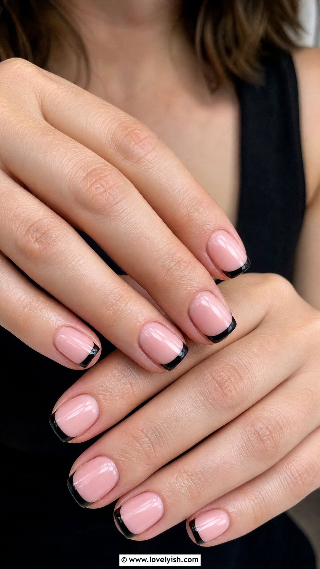 Pink and Black French Tips - 50 short pink nail designs - 50 short pink nail designs