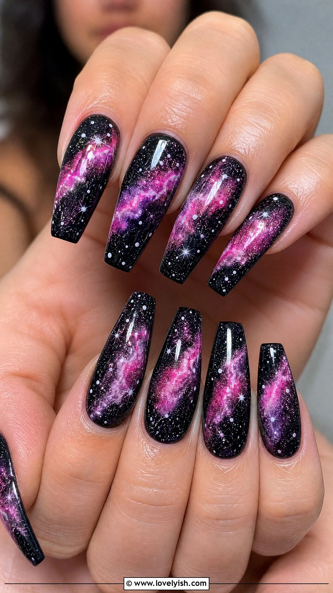 Pink and Black Galaxy Nails - 50 pink and black nails - 50 pink and black nails