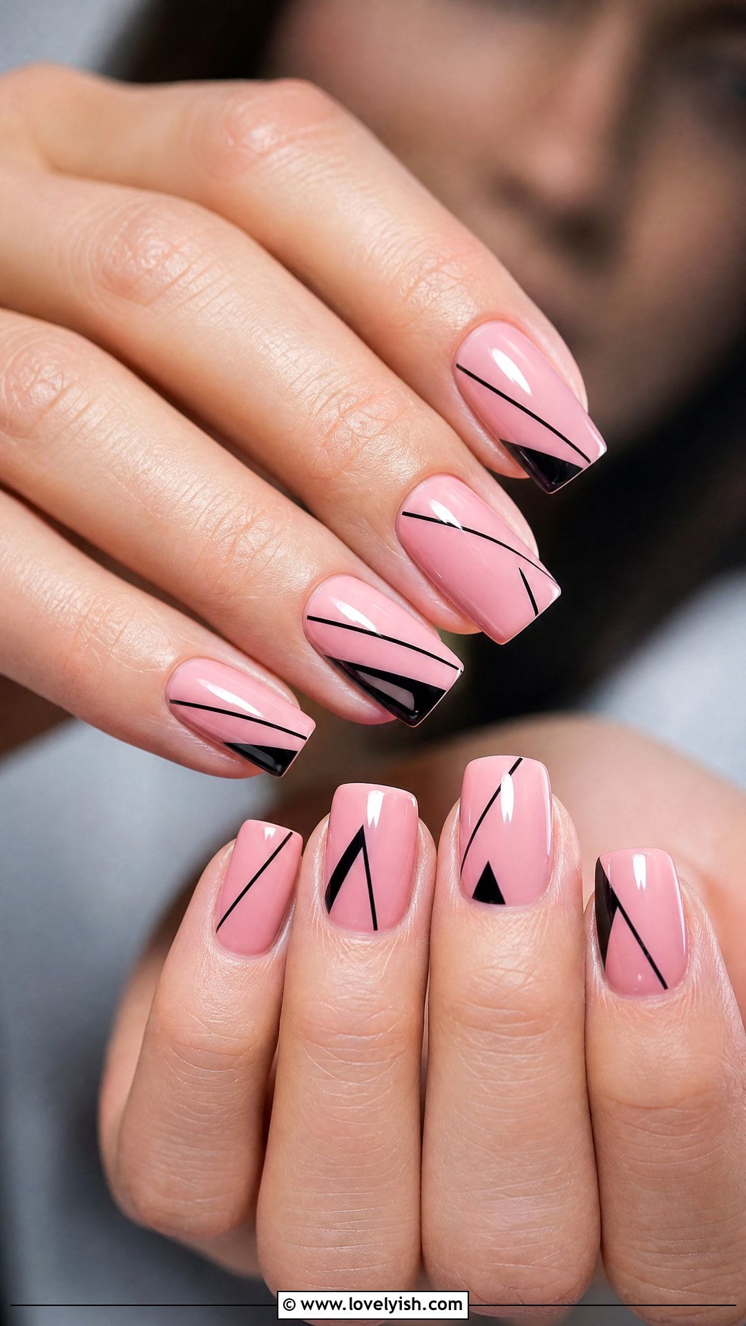 Pink and Black Geometric Nails - 50 pink and black nails - 50 pink and black nails