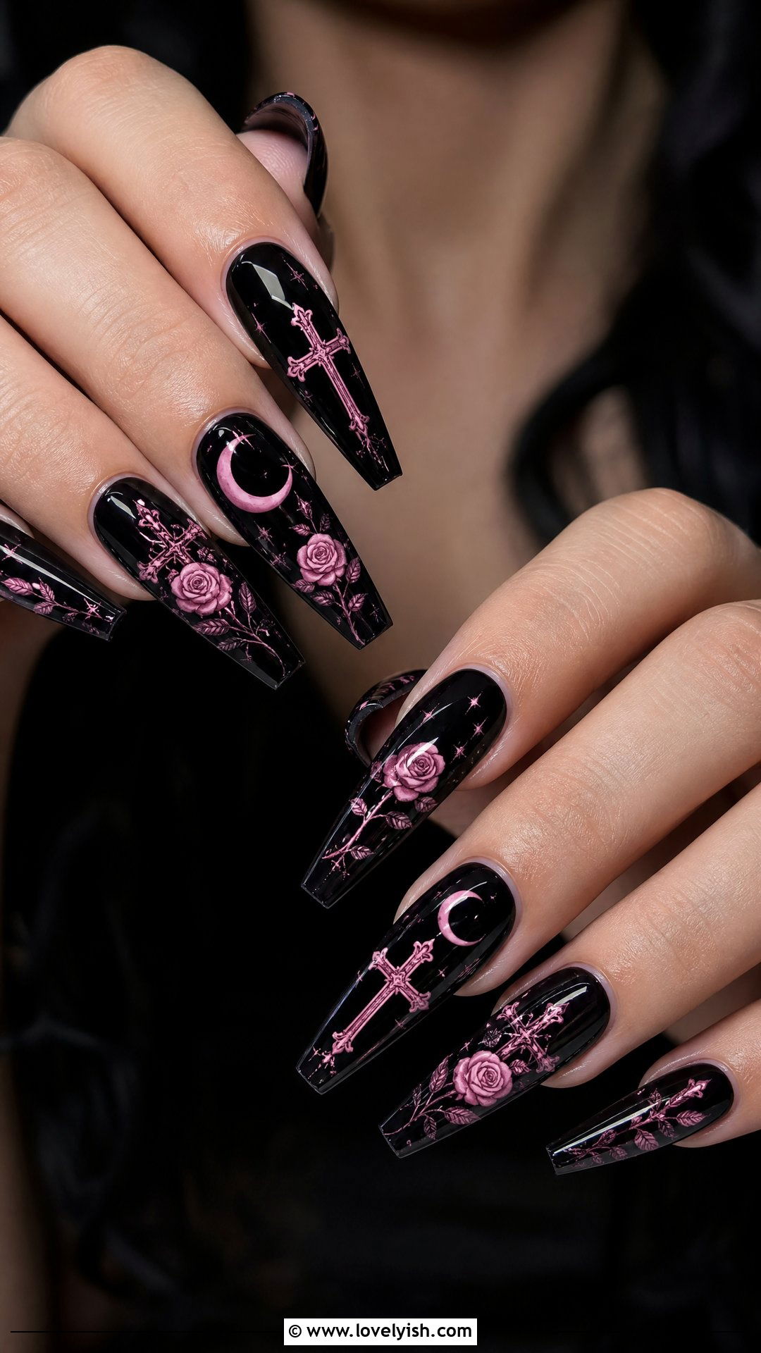 Pink and Black Gothic Nails - 50 pink and black nails - 50 pink and black nails