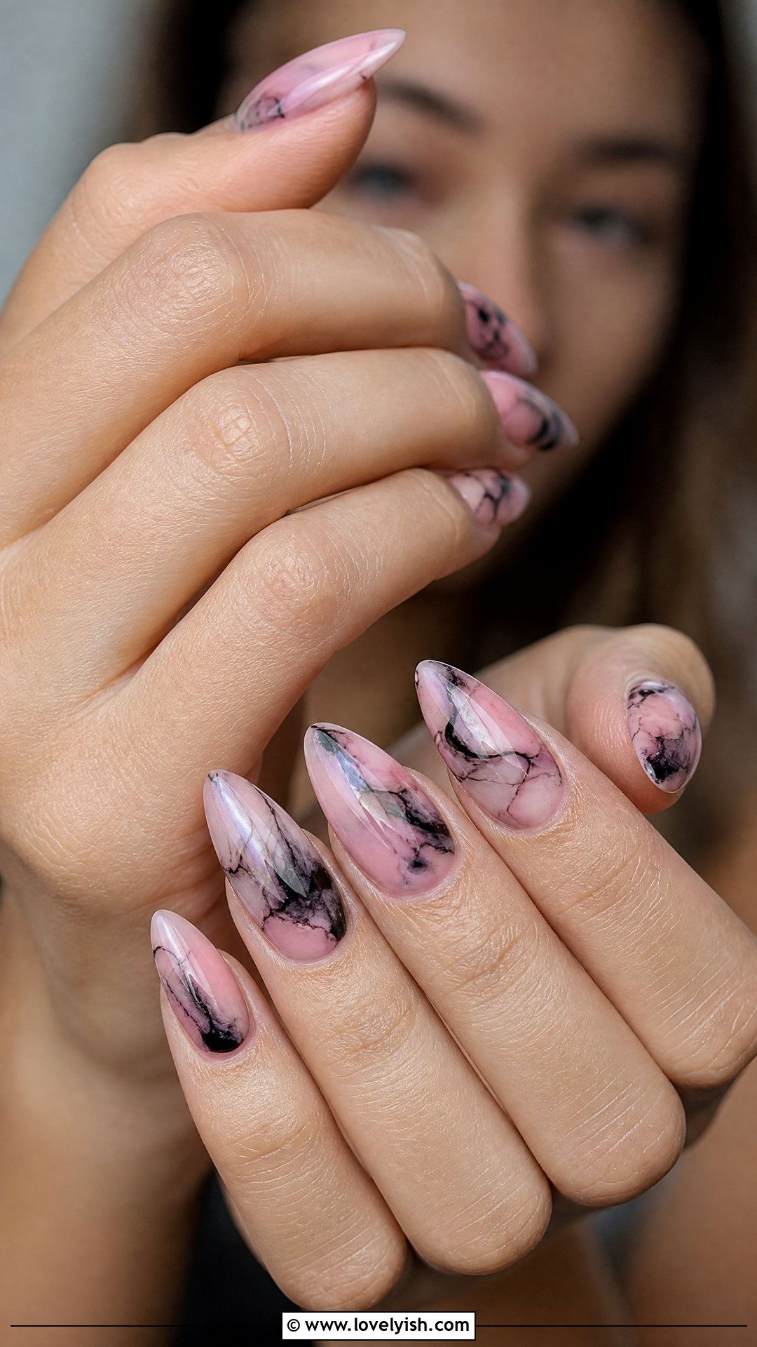 Pink and Black Marble Nails - 50 pink and black nails - 50 pink and black nails