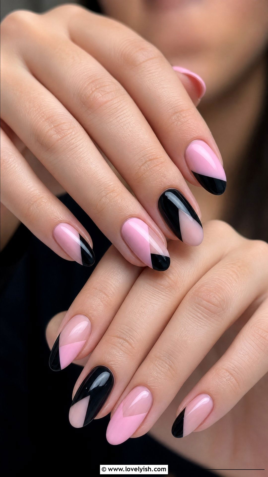 Pink and Black Negative Space Nails - 50 pink and black nails - 50 pink and black nails