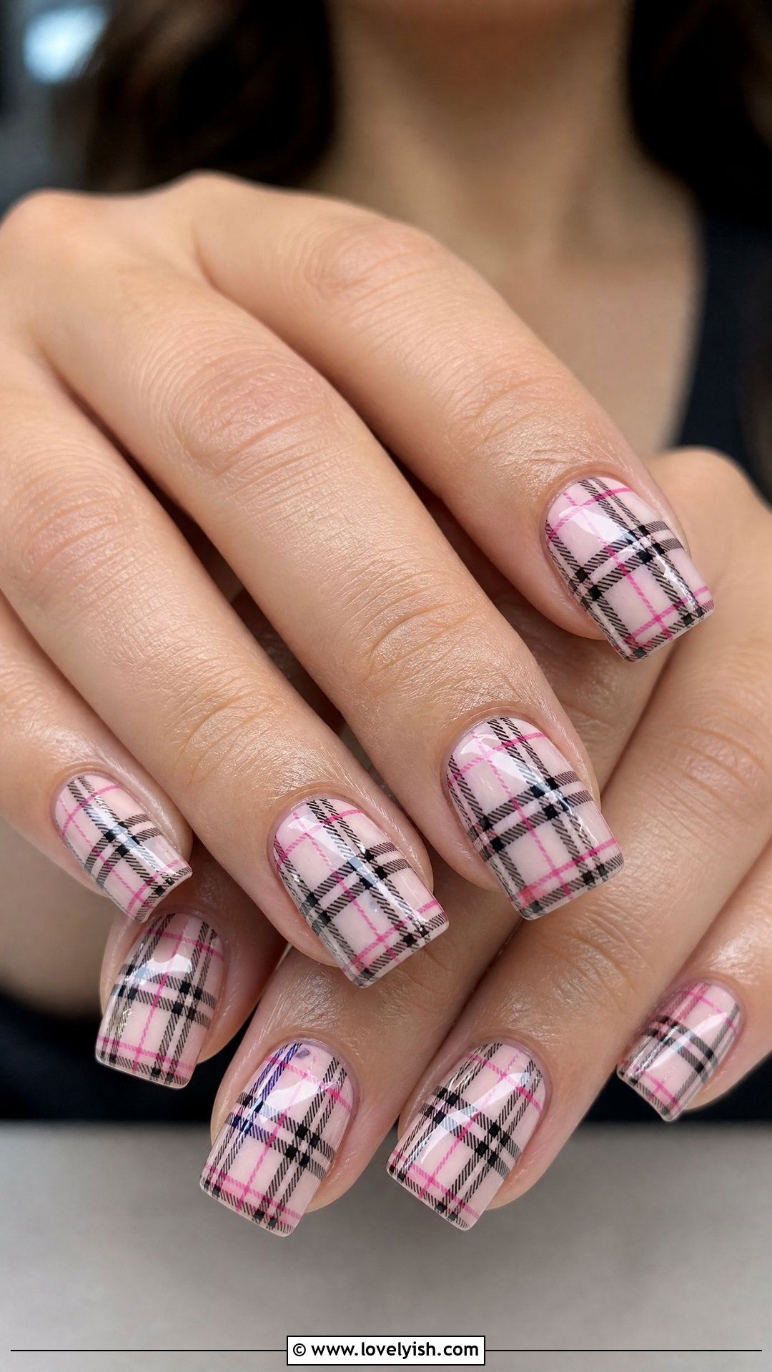 Pink and Black Plaid Nails - 50 pink and black nails - 50 pink and black nails