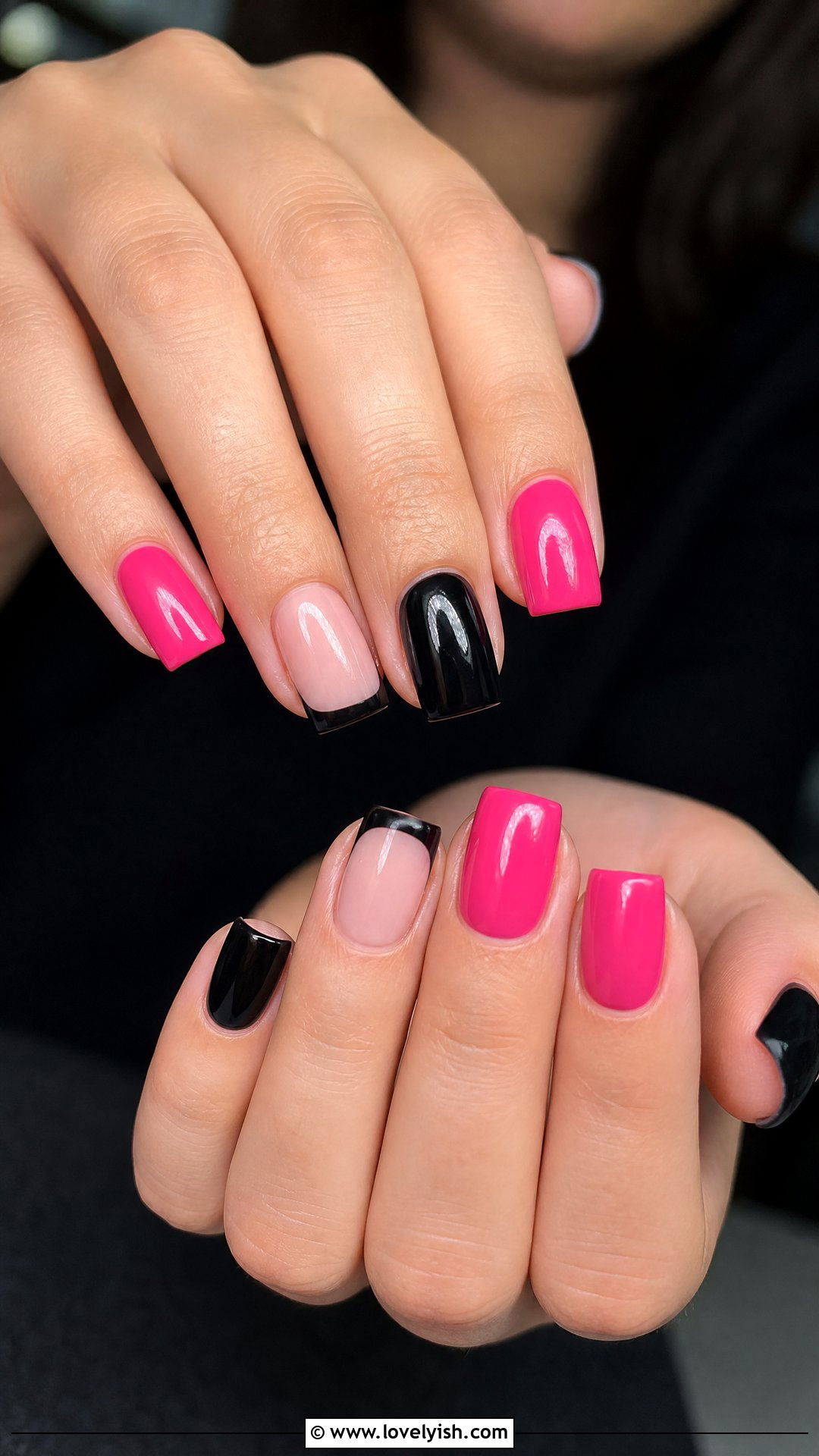 Pink and Black Square Nails - 50 pink and black nails - 50 pink and black nails