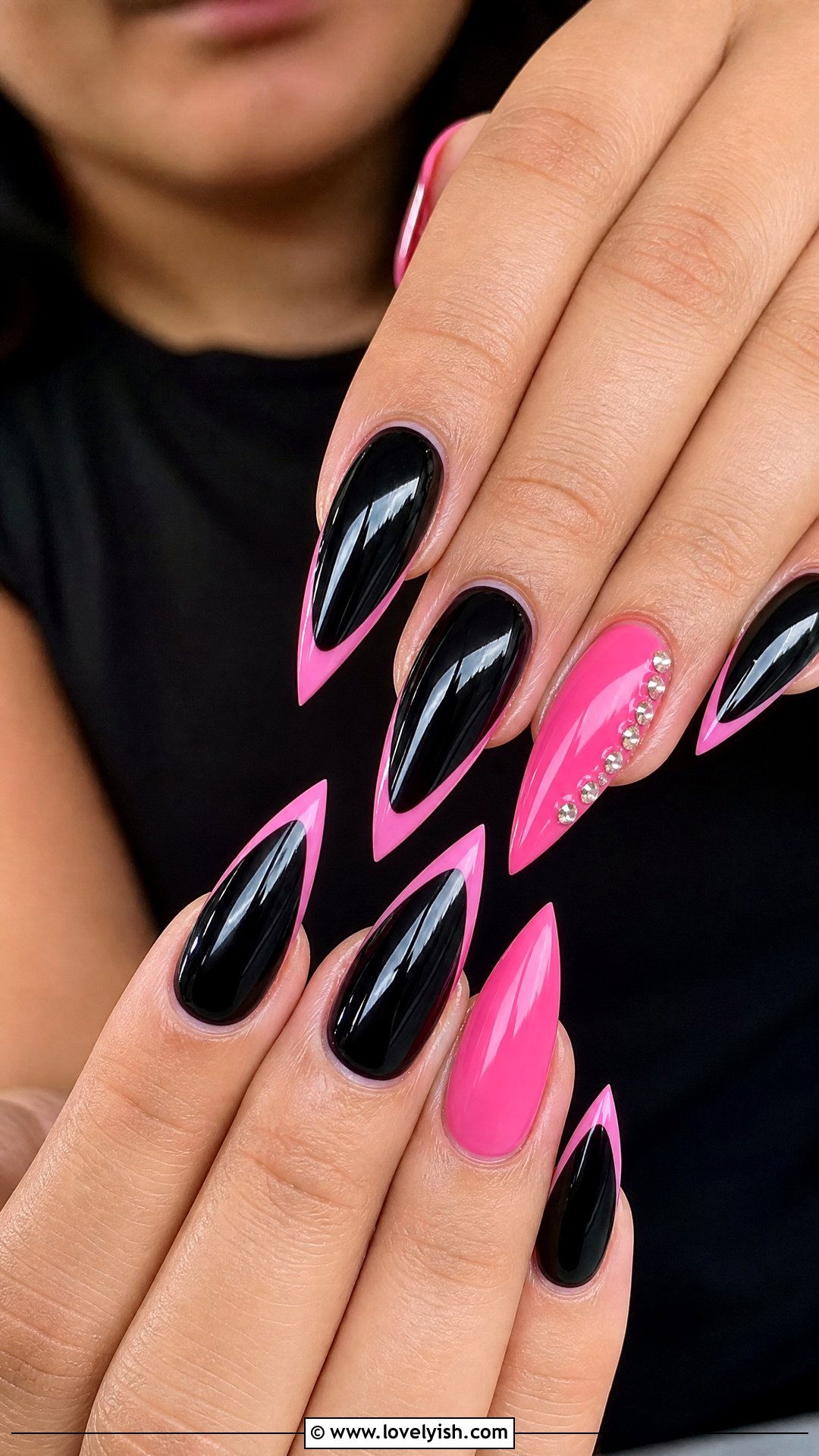 Pink and Black Stiletto Nails - 50 pink and black nails - 50 pink and black nails