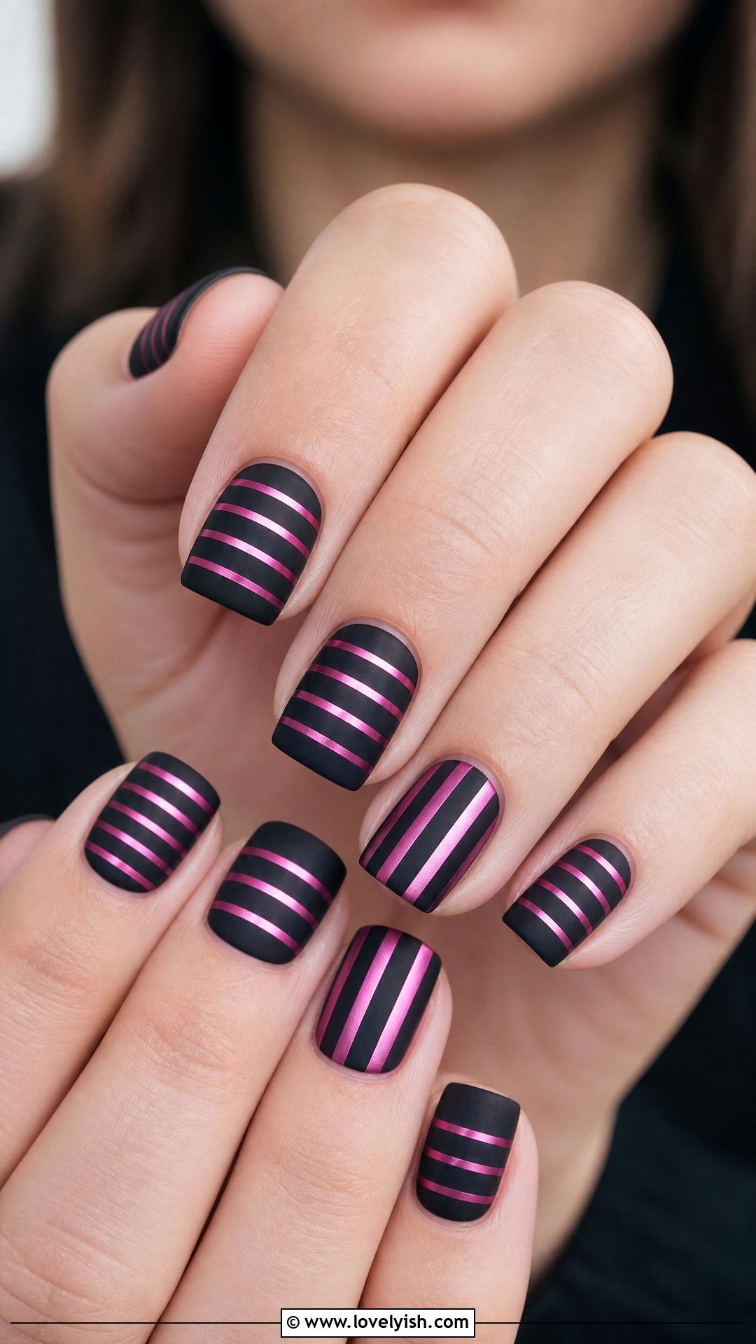 Pink and Black Stripe Nails - 50 pink and black nails - 50 pink and black nails