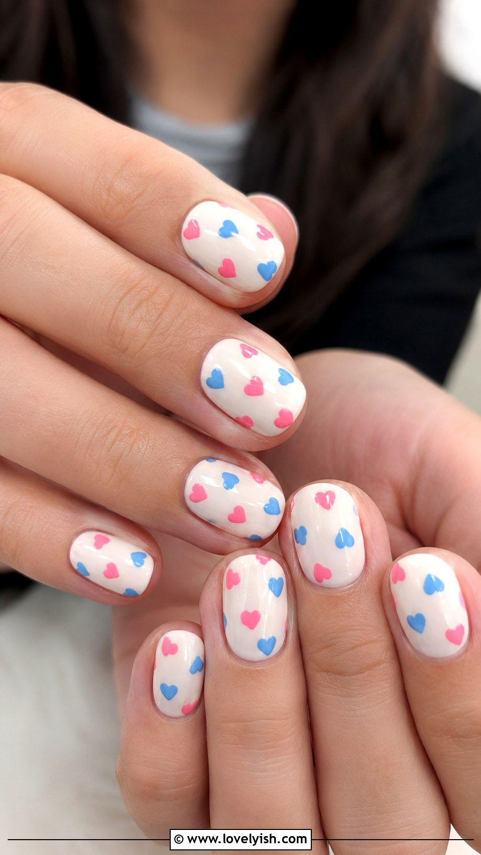 Pink and Blue Mixed Heart Nails - 50 baby shower nails - 50 baby shower nails