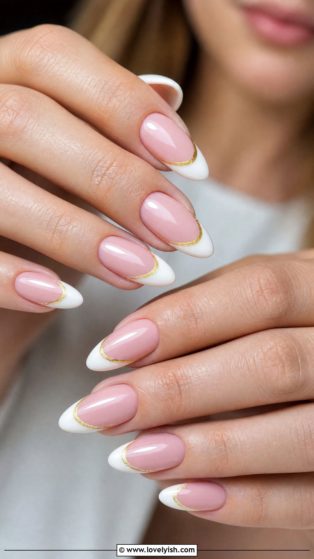 Pink and Gold French Wedding Nails - 50 classic wedding nails - 50 classic wedding nails