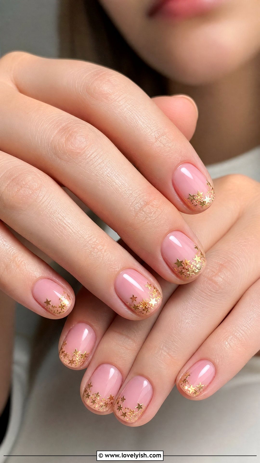 Pink and Gold Star Tip Nails - 50 star nails - 50 star nails
