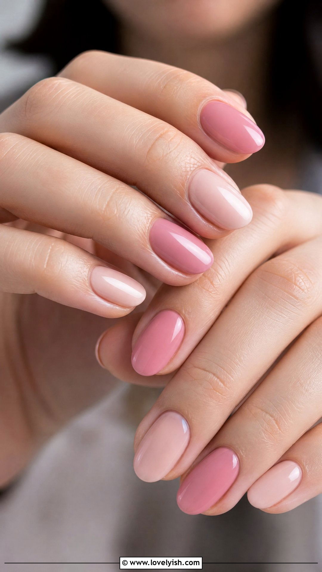 Pink and Nude Color Block Nails - 50 classy pink nails - 50 classy pink nails