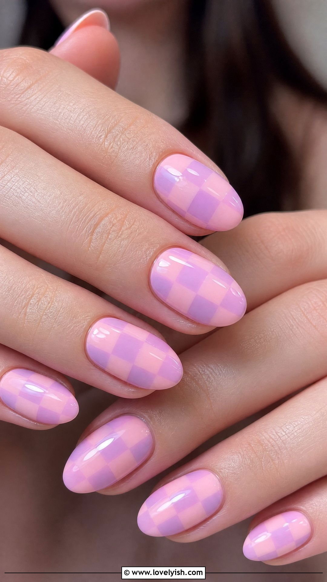 Pink and Purple Pastel Checkered Nails - 50 checkered nails - 50 checkered nails