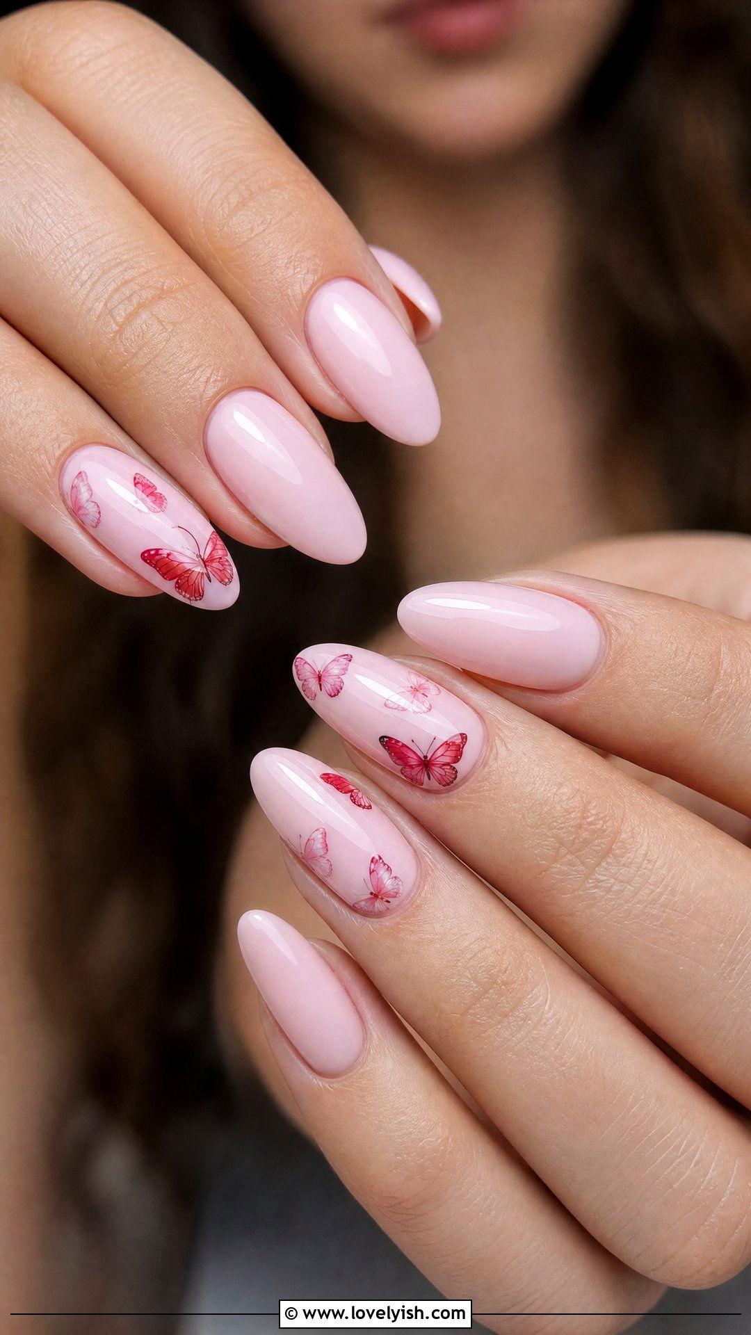 Pink and Red Butterfly Nails - 50 red and pink nail designs - 50 red and pink nail designs