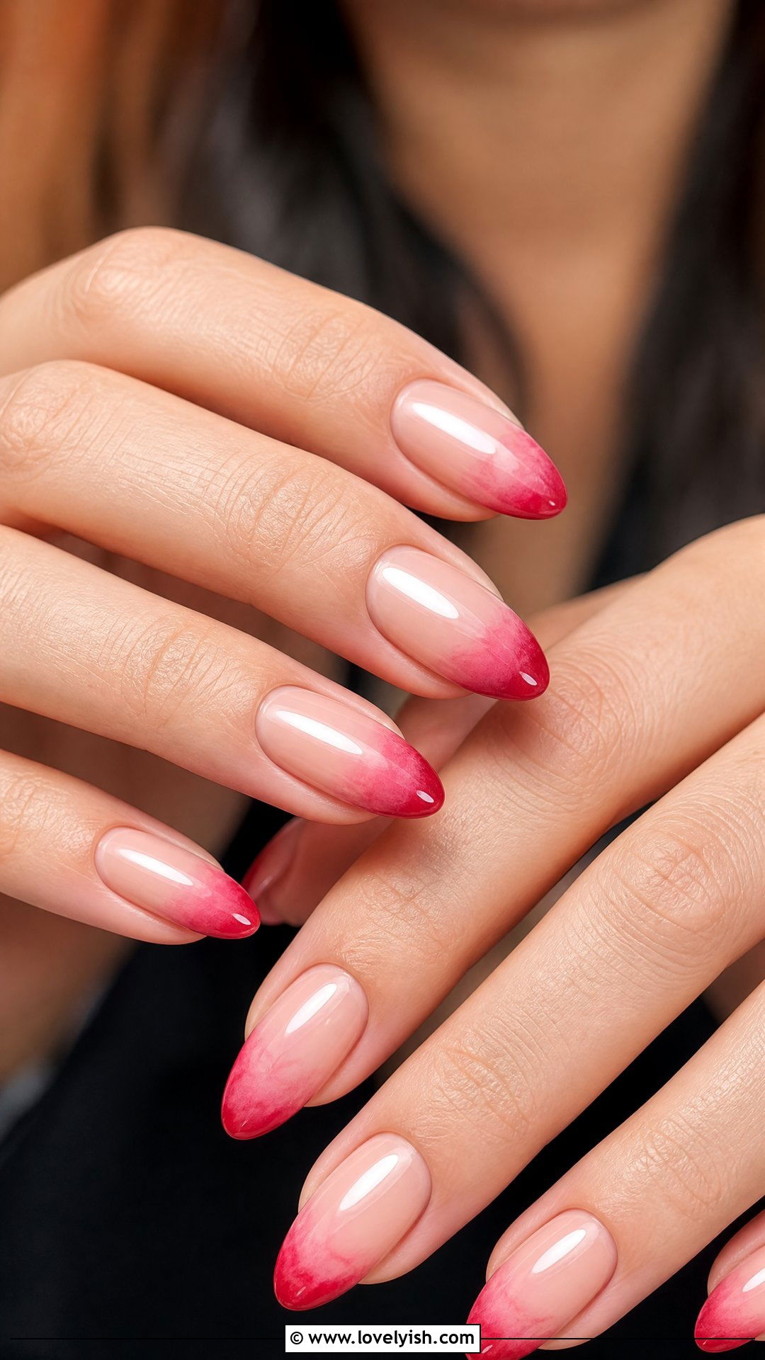 Pink and Red Gradient French Tips - 50 red and pink nail designs - 50 red and pink nail designs