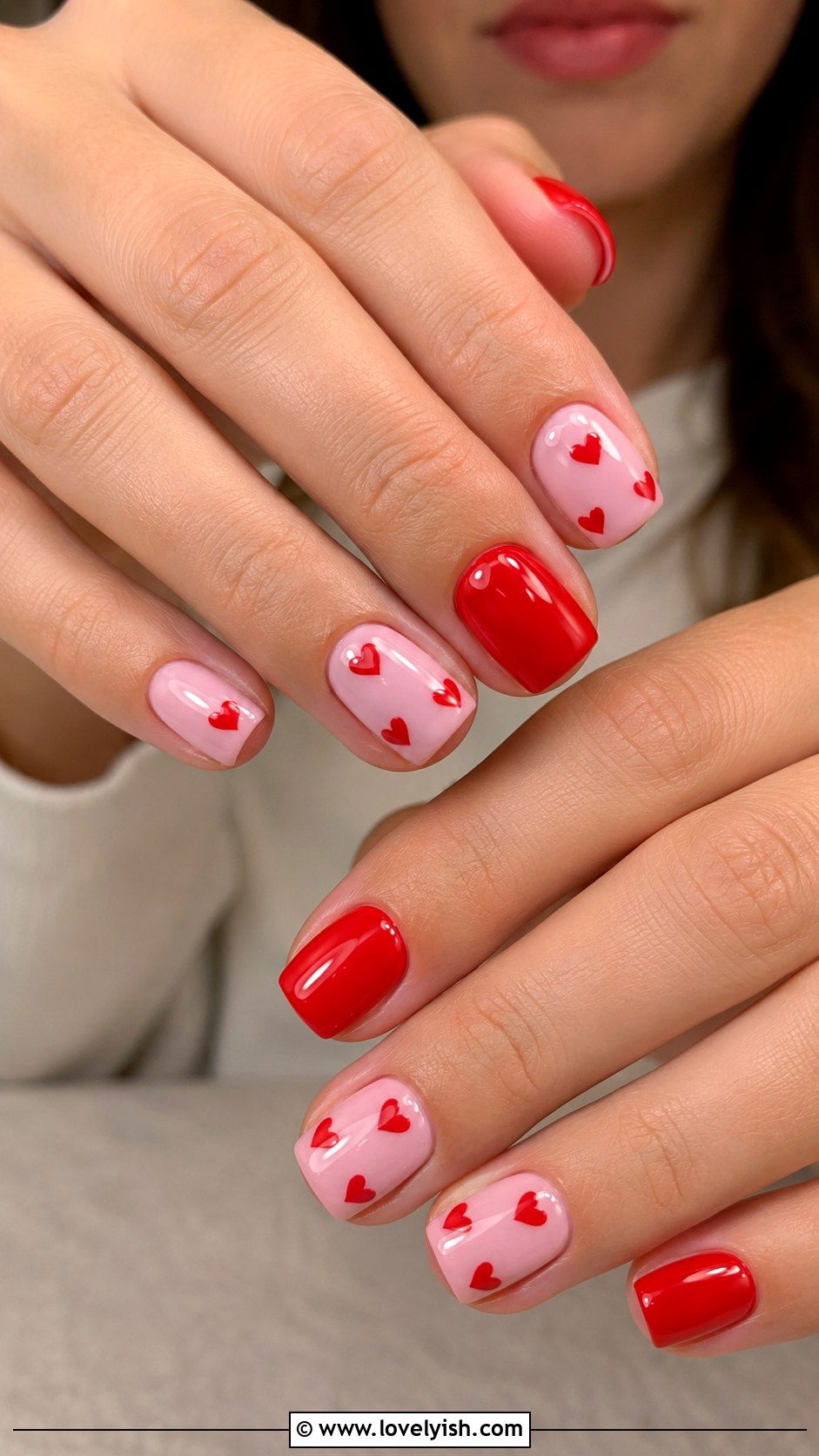 Pink and Red Heart Nails - 50 preppy nails - 50 preppy nails