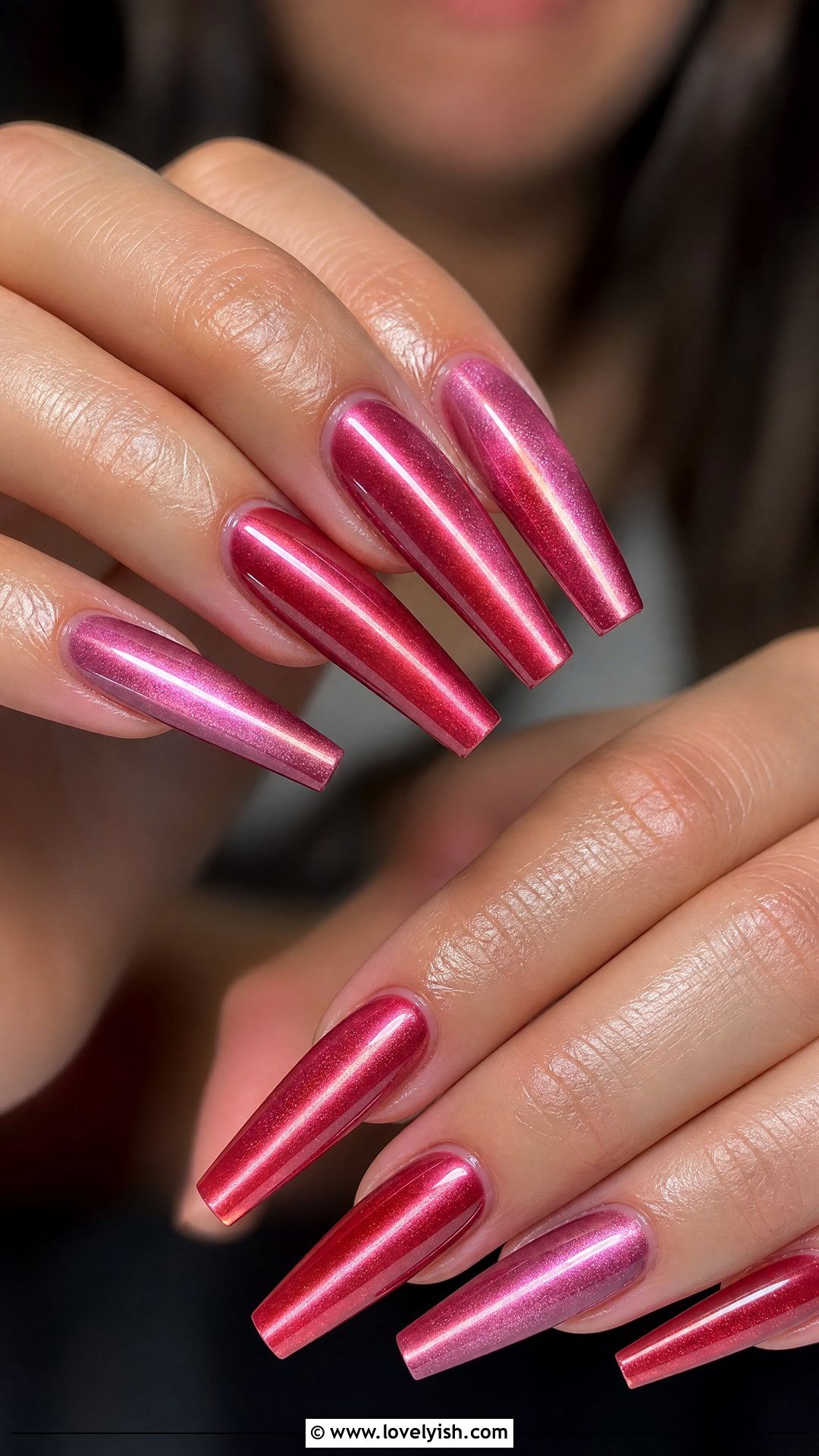 Pink and Red Magnetic Cat Eye Nails - 50 red and pink nail designs - 50 red and pink nail designs