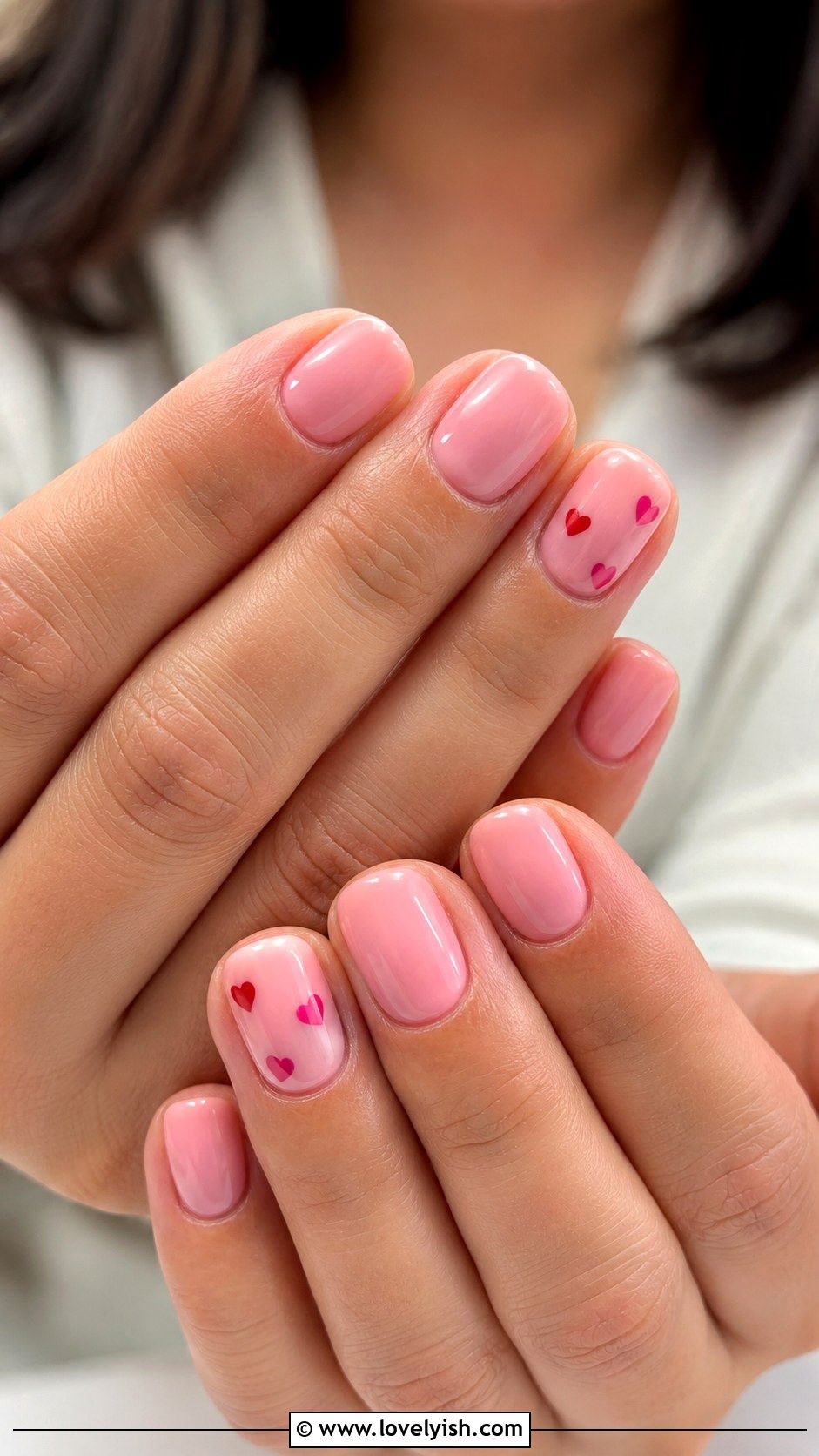 Pink and Red Mini Heart Accent Nails - 25 heart nail designs - 25 heart nail designs