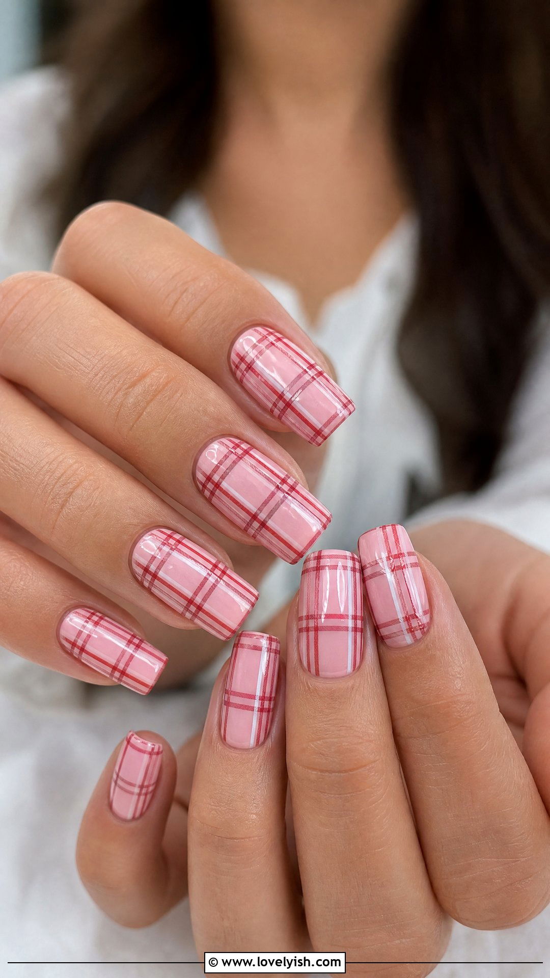Pink and Red Plaid Nails - 50 red and pink nail designs - 50 red and pink nail designs