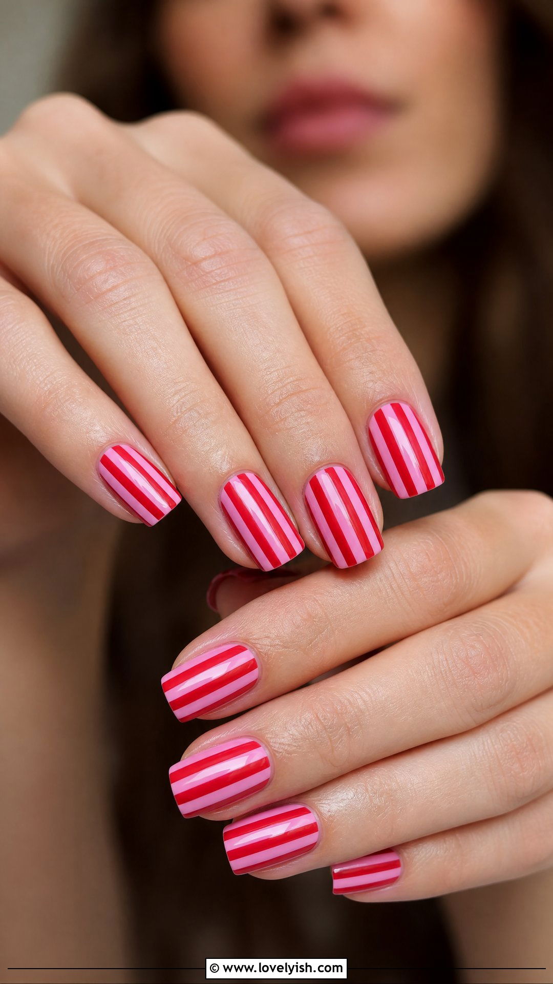 Pink and Red Striped Nails - 50 red and pink nail designs - 50 red and pink nail designs
