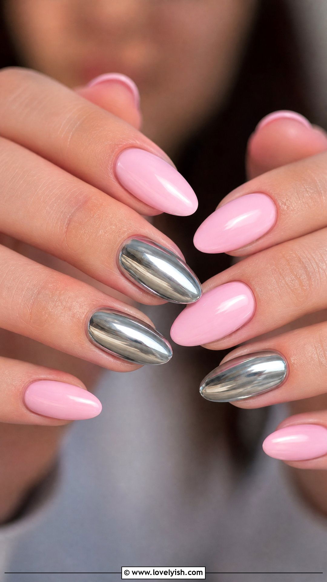 Pink and Silver Chrome Nails - 50 silver chrome nails - 50 silver chrome nails