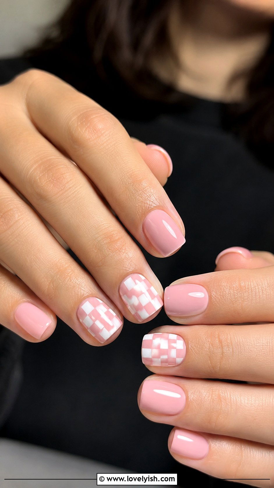 Pink and White Checkerboard Nails - 38 may nail ideas - 38 may nail ideas