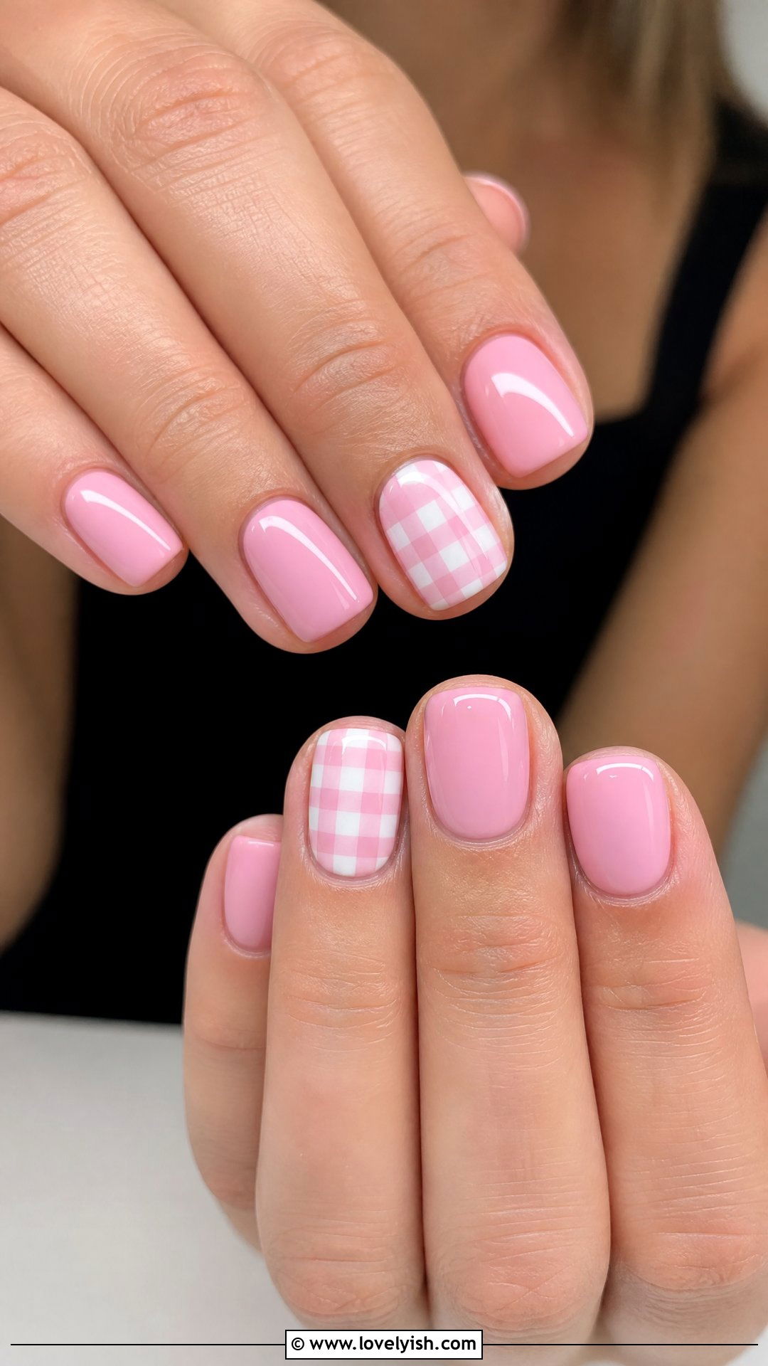 Pink and White Checkered Nails - 50 cute spring nail designs - 50 cute spring nail designs