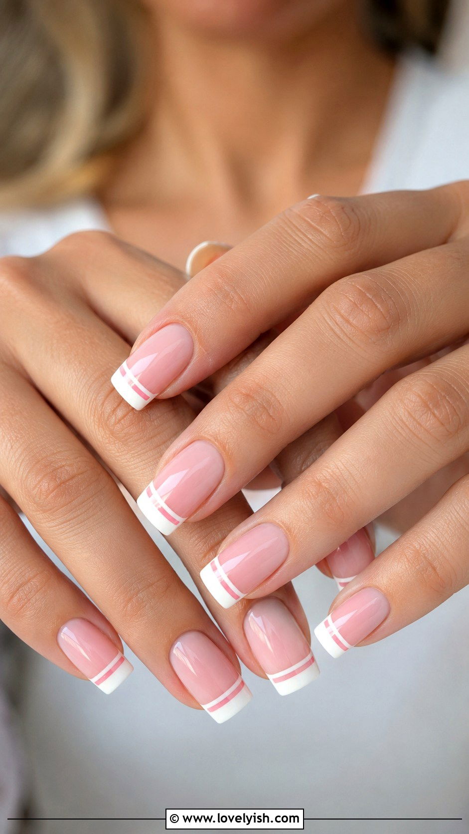 Pink and White Double French Tip Nails - 50 pink french tip nails - 50 pink french tip nails