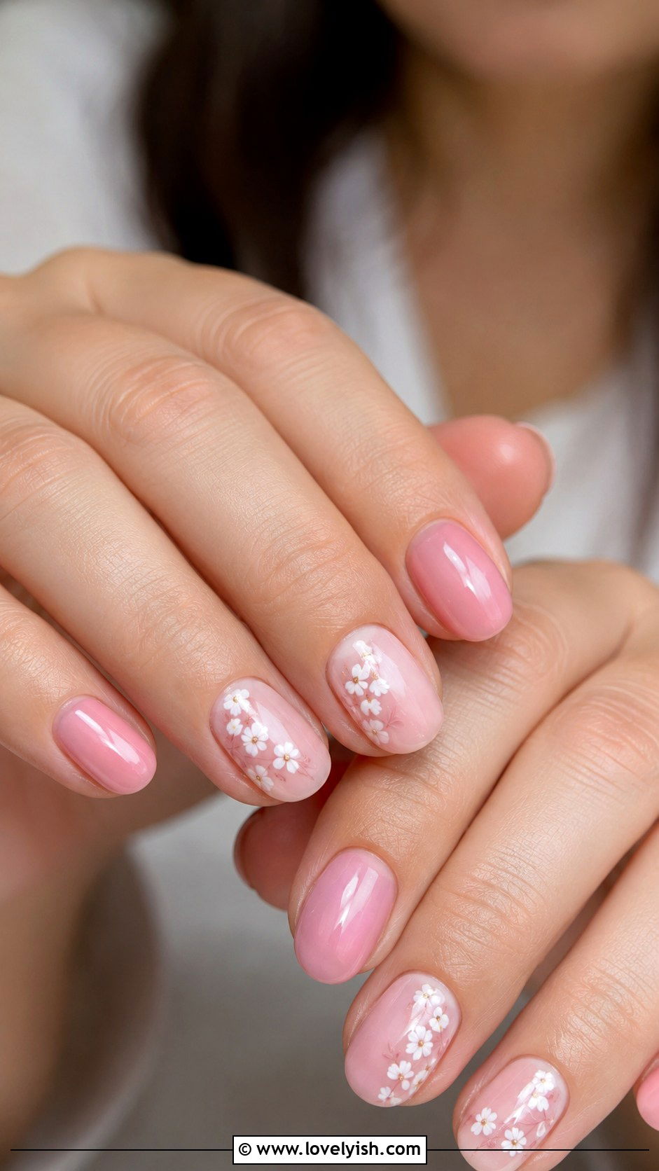 Pink and White Floral Nails - 25 pink nails design ideas - 25 pink nails design ideas
