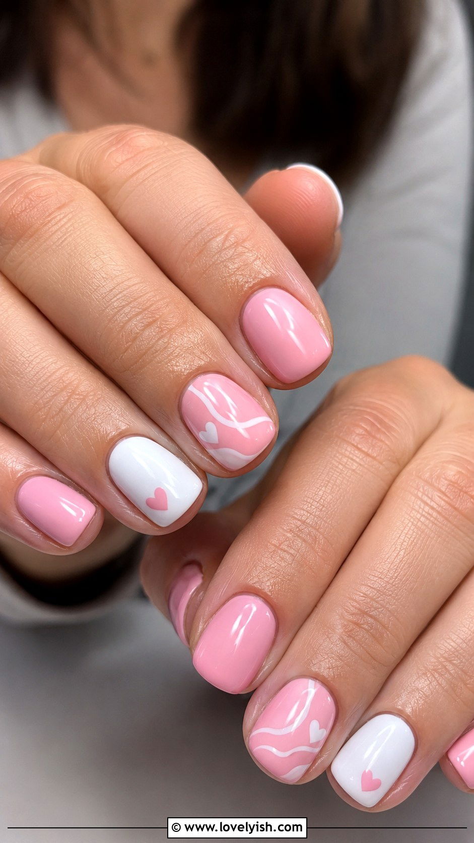 Pink and White Gender Reveal Nails - 50 baby shower nails - 50 baby shower nails