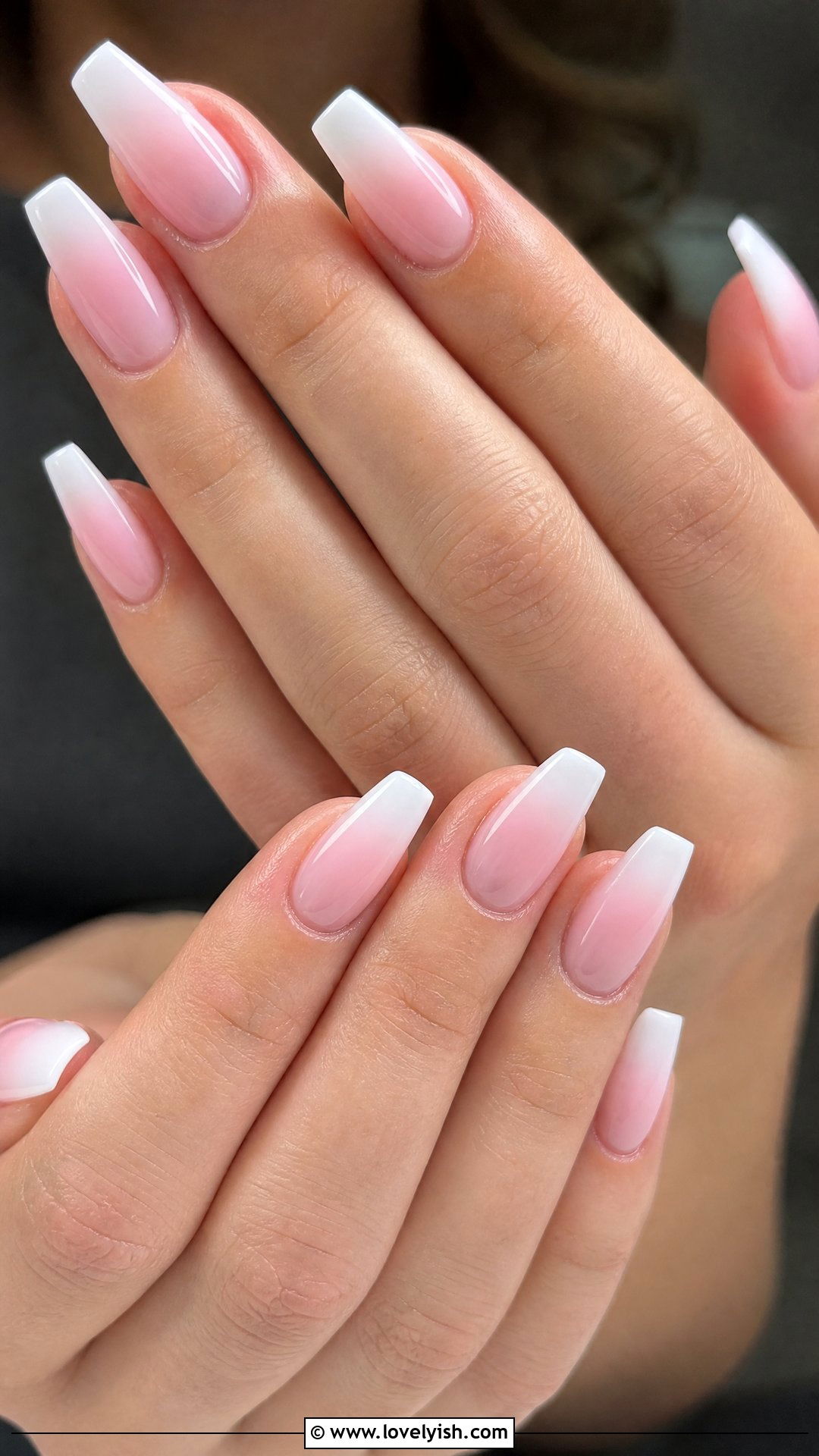 Pink and White Gradient Polygel Nails - 50 polygel nails - 50 polygel nails