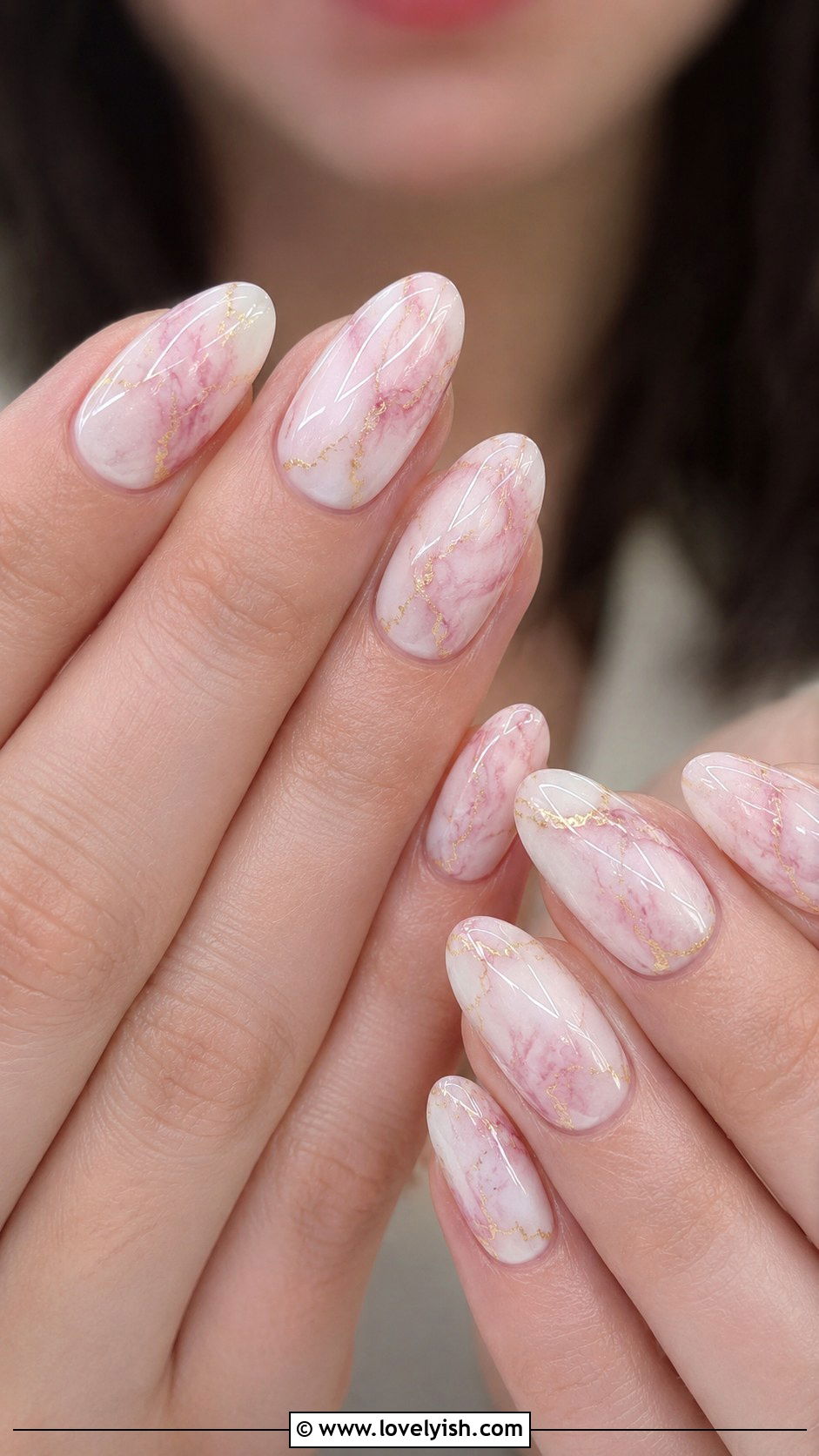 Pink and White Marble Nails - 44 nails design - 44 nails design